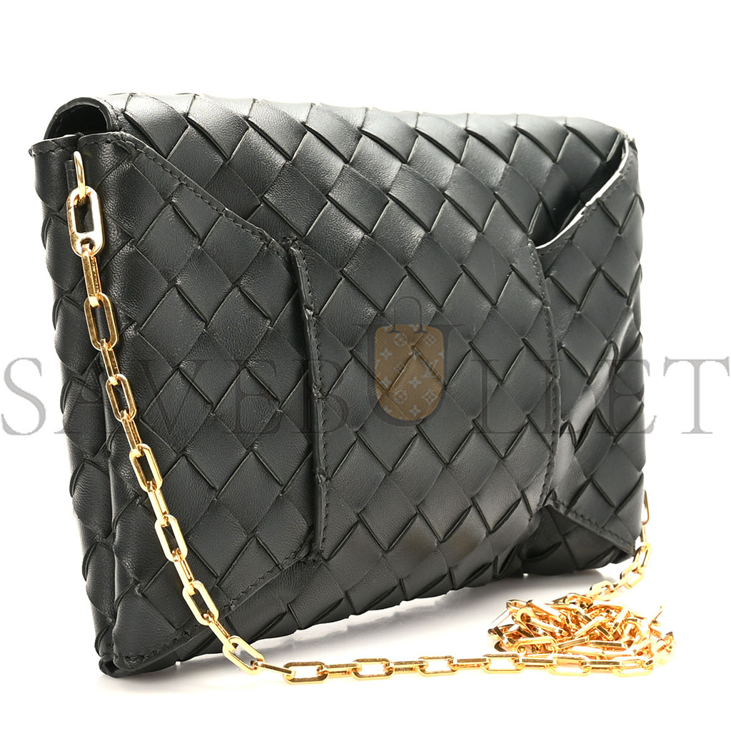 BOTTEGA VENETA NAPPA INTRECCIATO ENVELOPE POUCH BLACK (20*15cm)