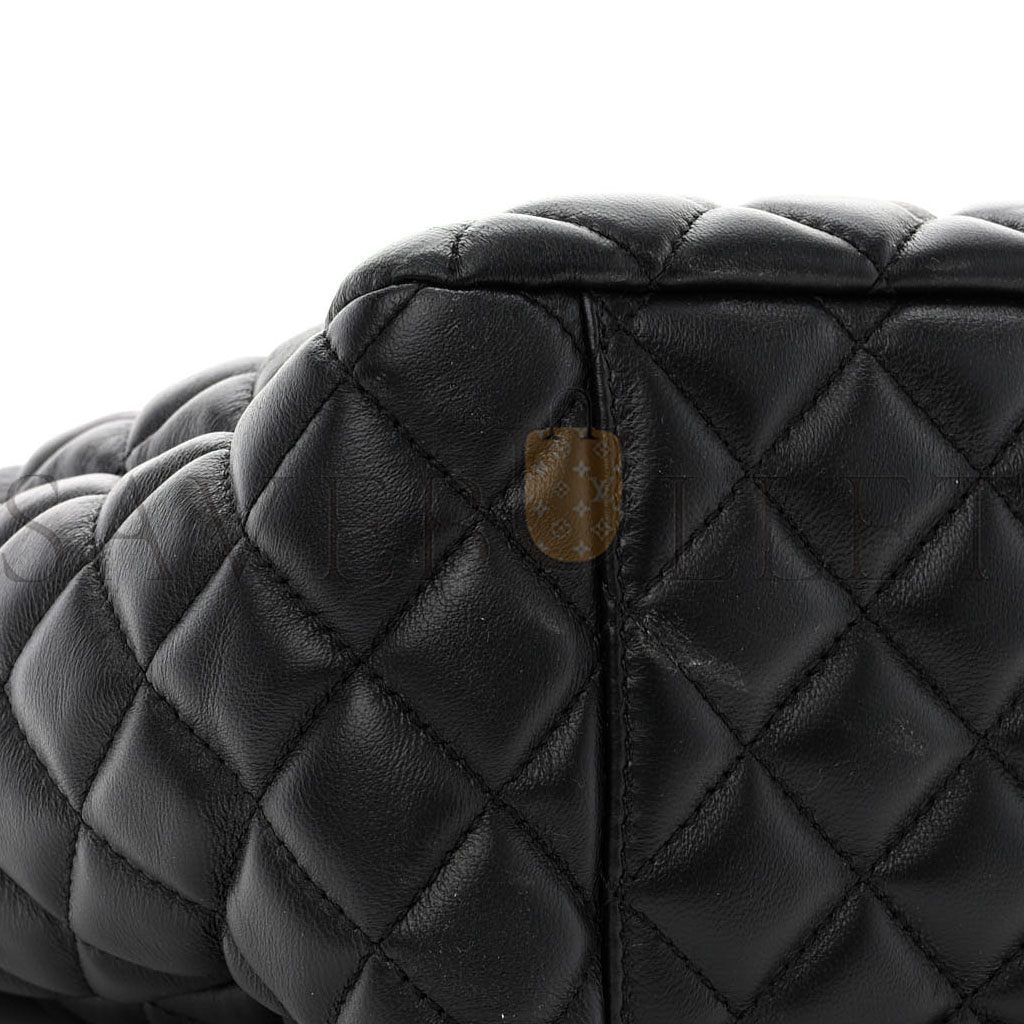 VERSACE NAPPA QUILTED LA MEDUSA CHAIN TOTE BLACK (37*25*10cm)