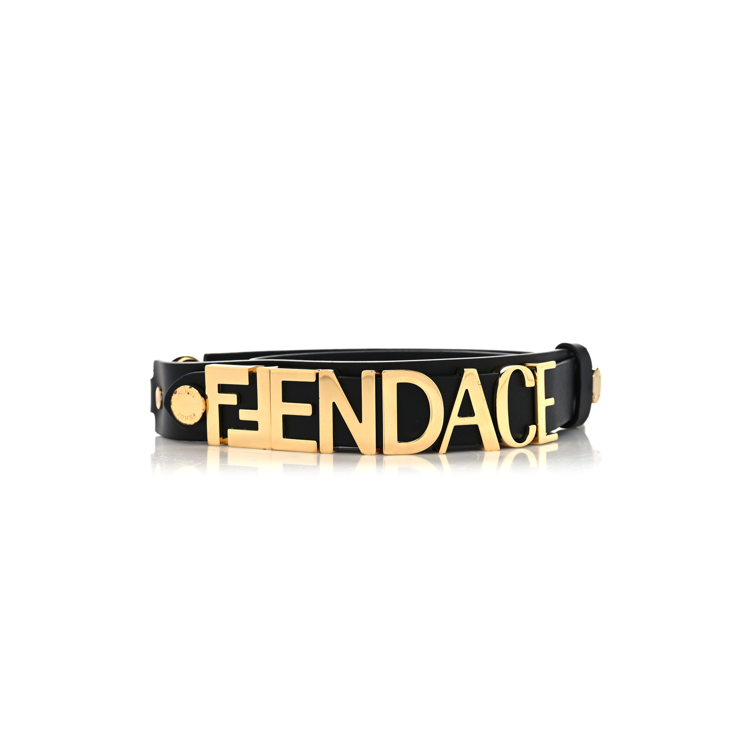 VERSACE X FENDI CALFSKIN FENDACE LOGO BELT 85 34 BLACK 1276246 (94*4*3cm)