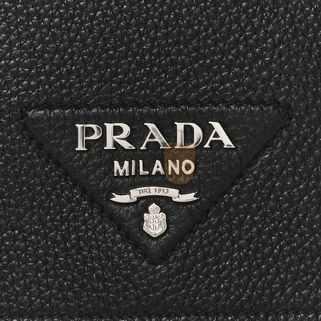 PRADA VITELLO DAINO FLOU FLAP CROSSBODY BLACK (23*15*8cm)