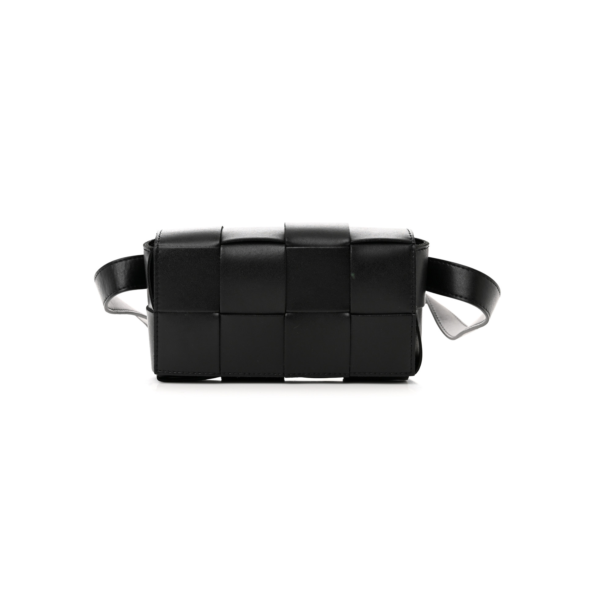 BOTTEGA VENETA NAPPA MAXI INTRECCIO THE BELT CASSETTE BAG BLACK (18*5*10cm)