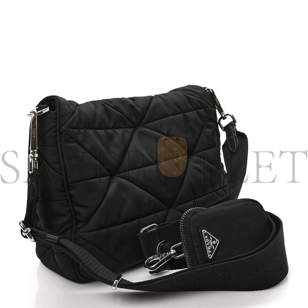 PRADA NYLON TESSUTO QUILTED PADDED SHOULDER BAG BLACK (25*18*9m)