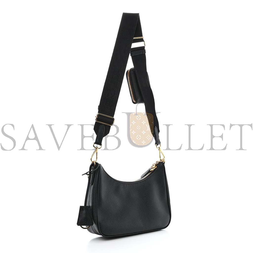 PRADA SAFFIANO LUX RE-EDITION 2005 SHOULDER BAG BLACK (22*17*6cm)