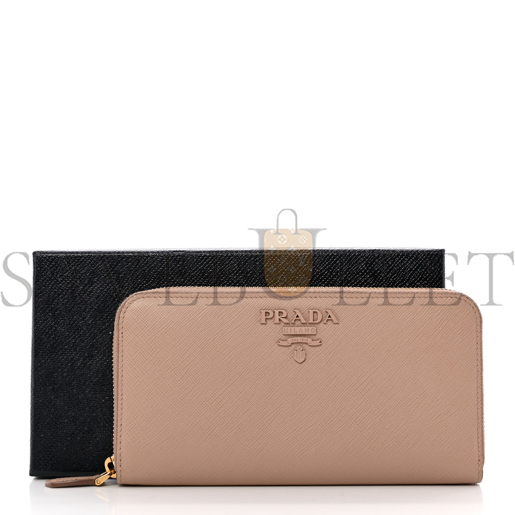 PRADA SAFFIANO SHINE ZIP AROUND WALLET CIPRIA (20*11*2cm)