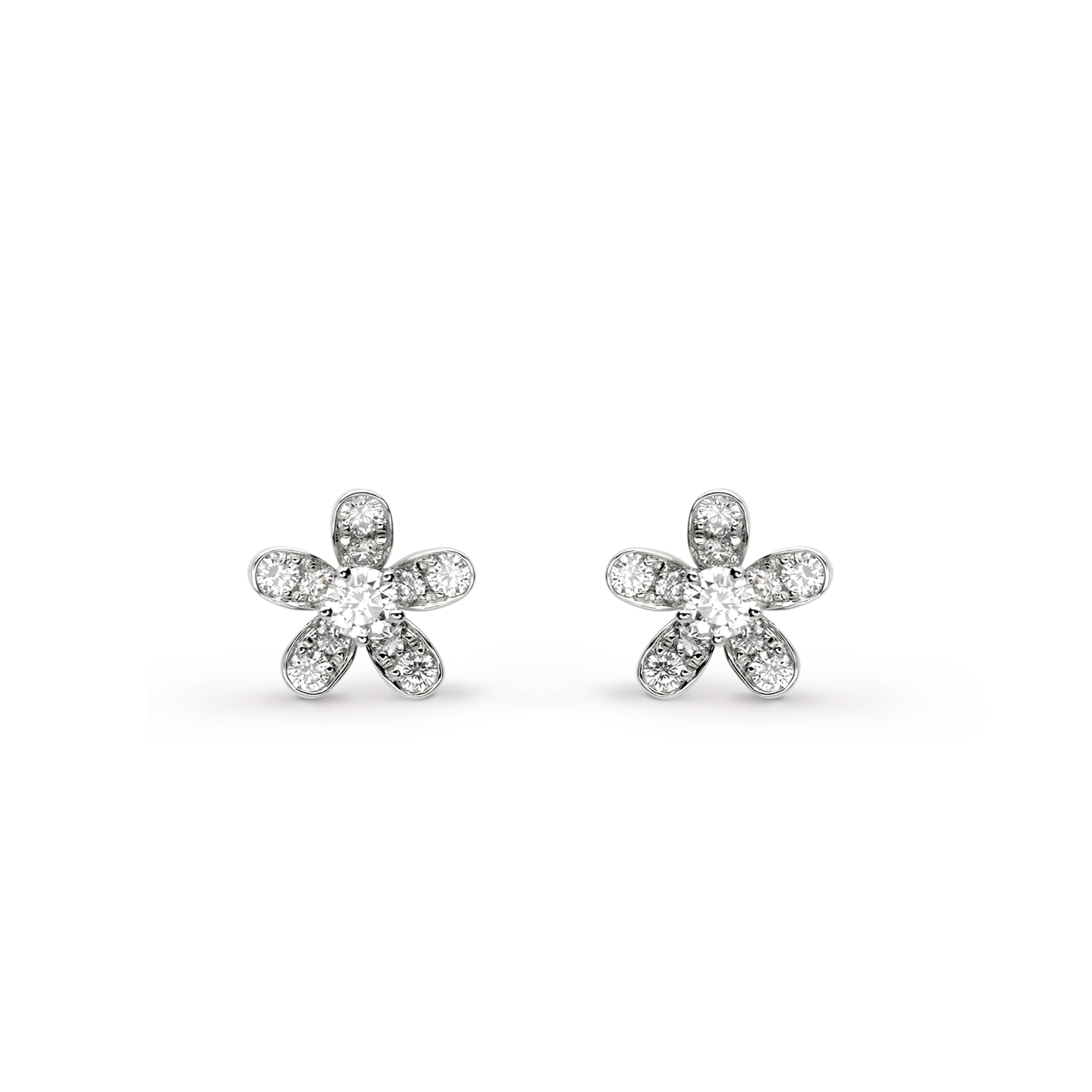 VAN CLEEF ARPELS SOCRATE EARSTUDS, 1 FLOWER - WHITE GOLD, DIAMOND  VCARG44100