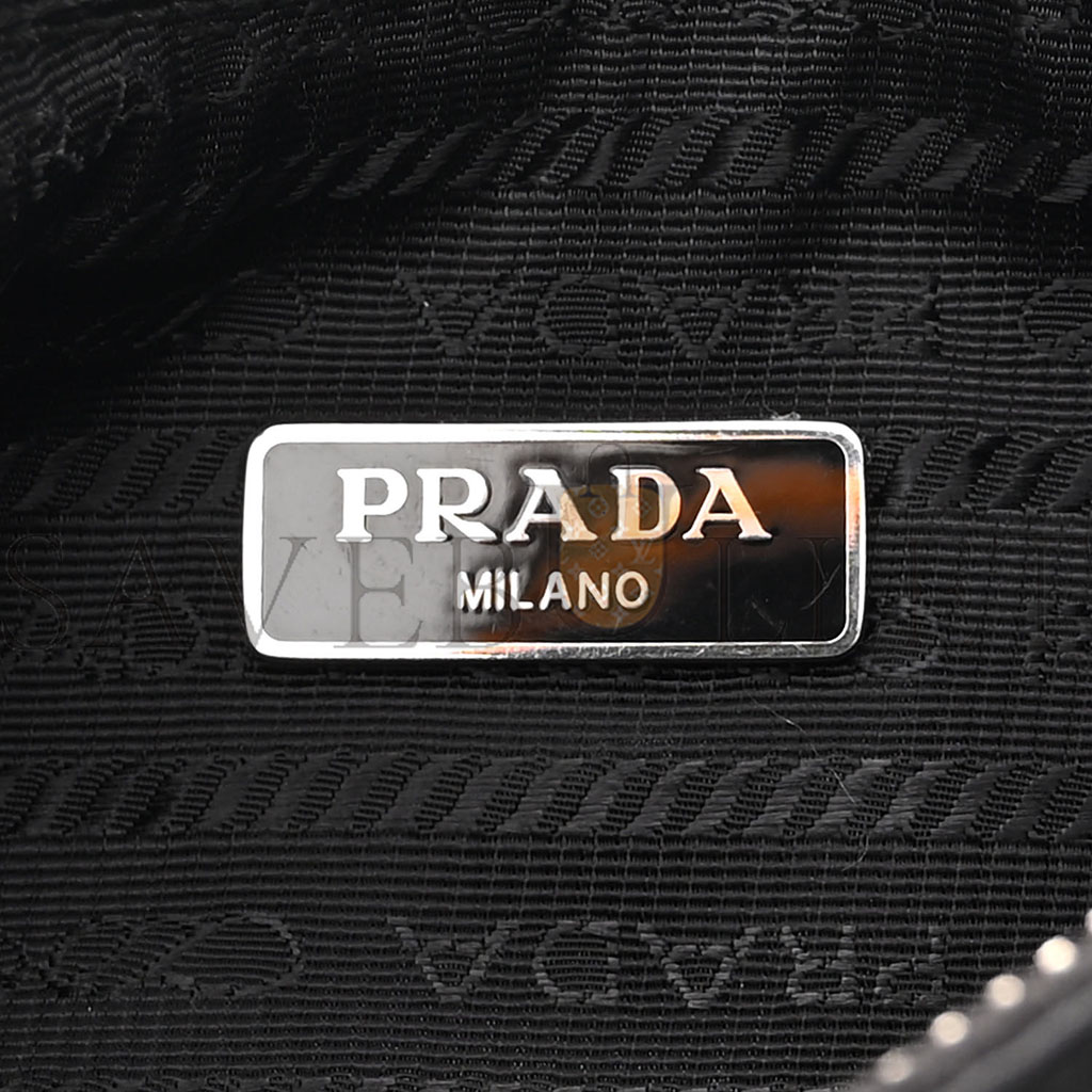 PRADA TESSUTO NYLON SAFFIANO MINI RE-EDITION 2005 BAG BLACK (22*16*6cm)