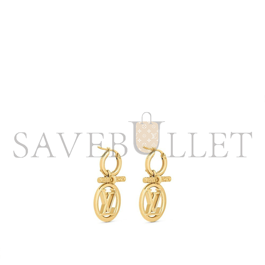 LOUIS VUITTON EARRINGS BOOKLE DEREILLE BABY LOUISE LV HOOP GOLD GP M00613