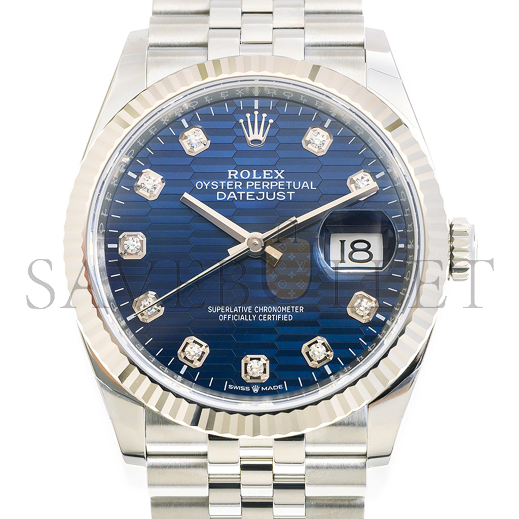 ROLEX DATEJUST BLUE FLUTED PATTERN DIAL 36MM WATCH 126234-0057