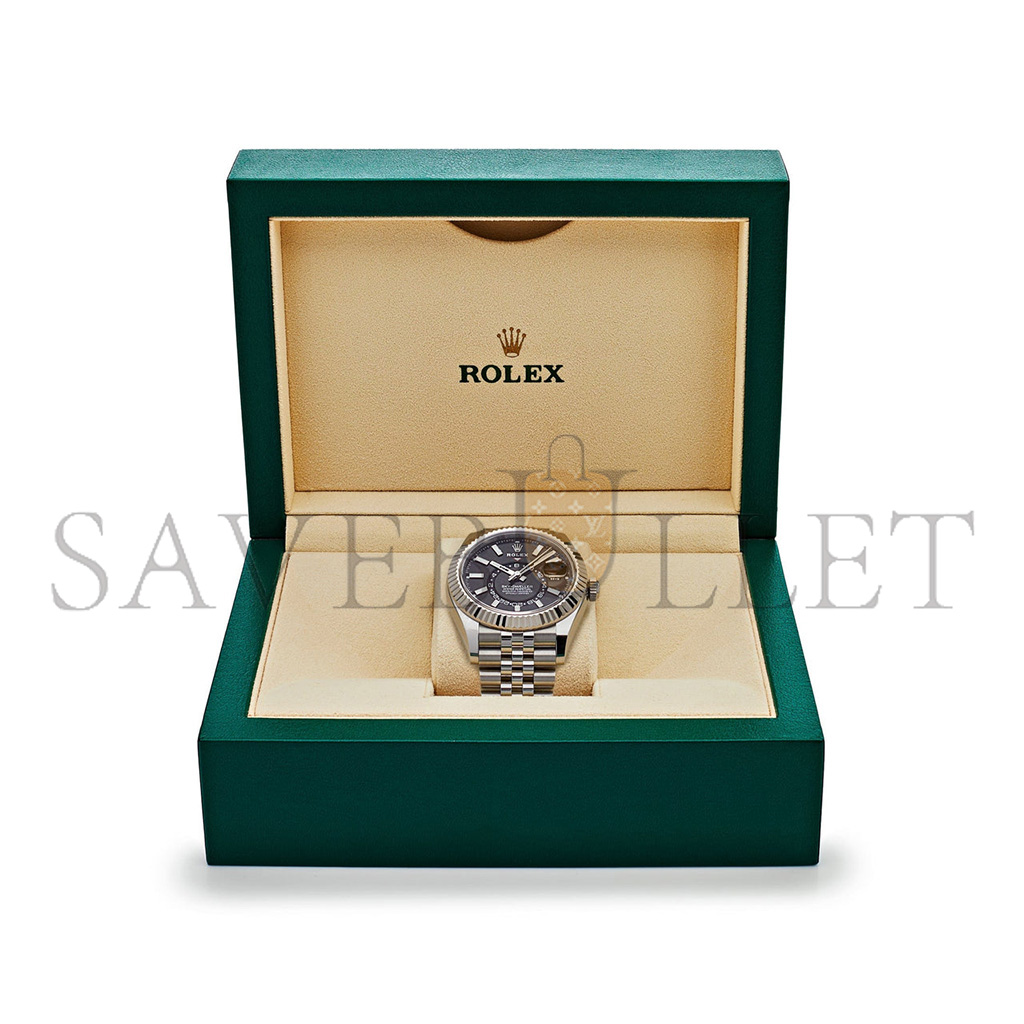 ROLEX SKY-DWELLER STAINLESS STEEL BLACK DIAL JUBILEE WATCH 326934