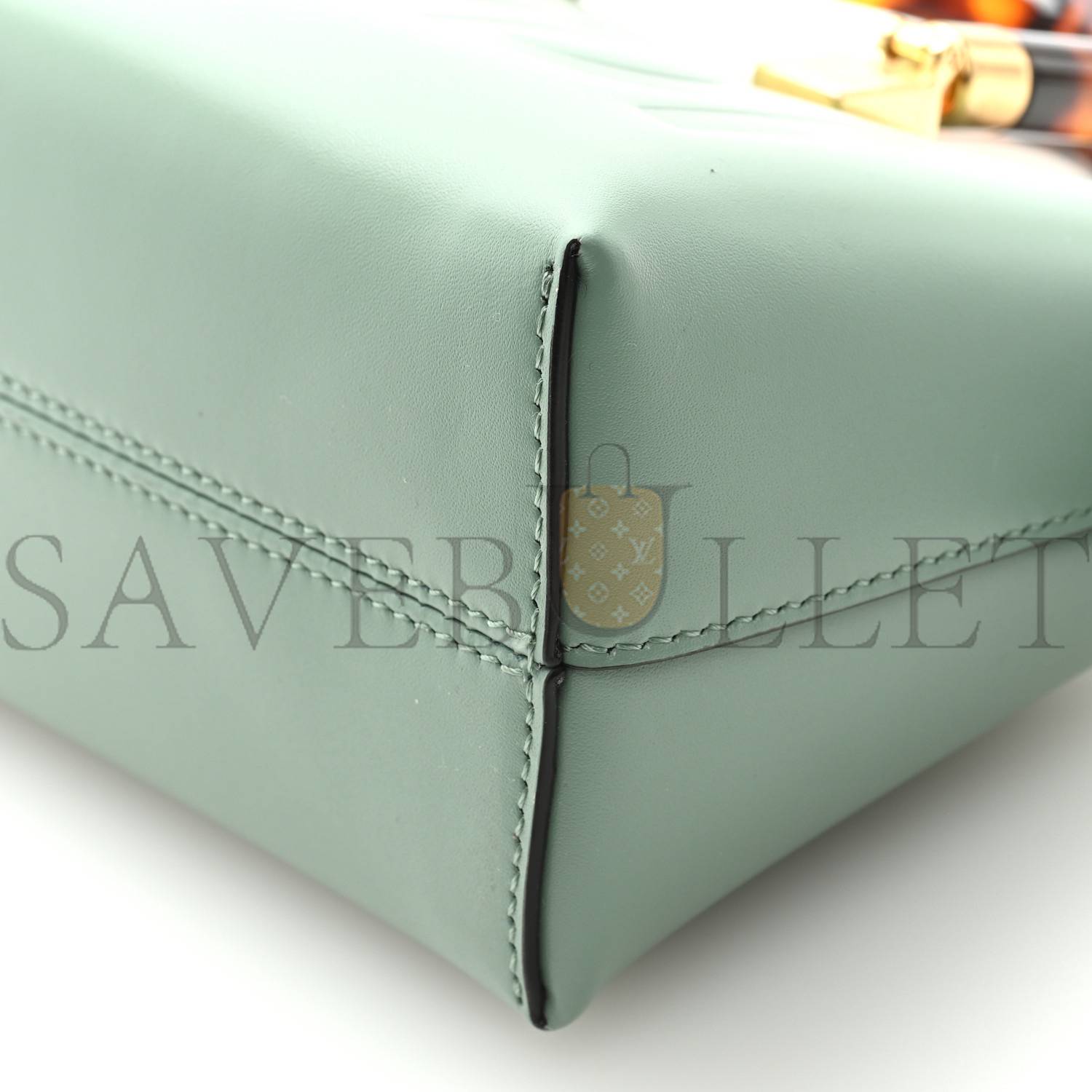 FENDI VITELLO KING PLEXIGLASS LOGO EMBOSSED MINI BY THE WAY TOP HANDLE BOSTON BAG MENTA (18*11*9cm)