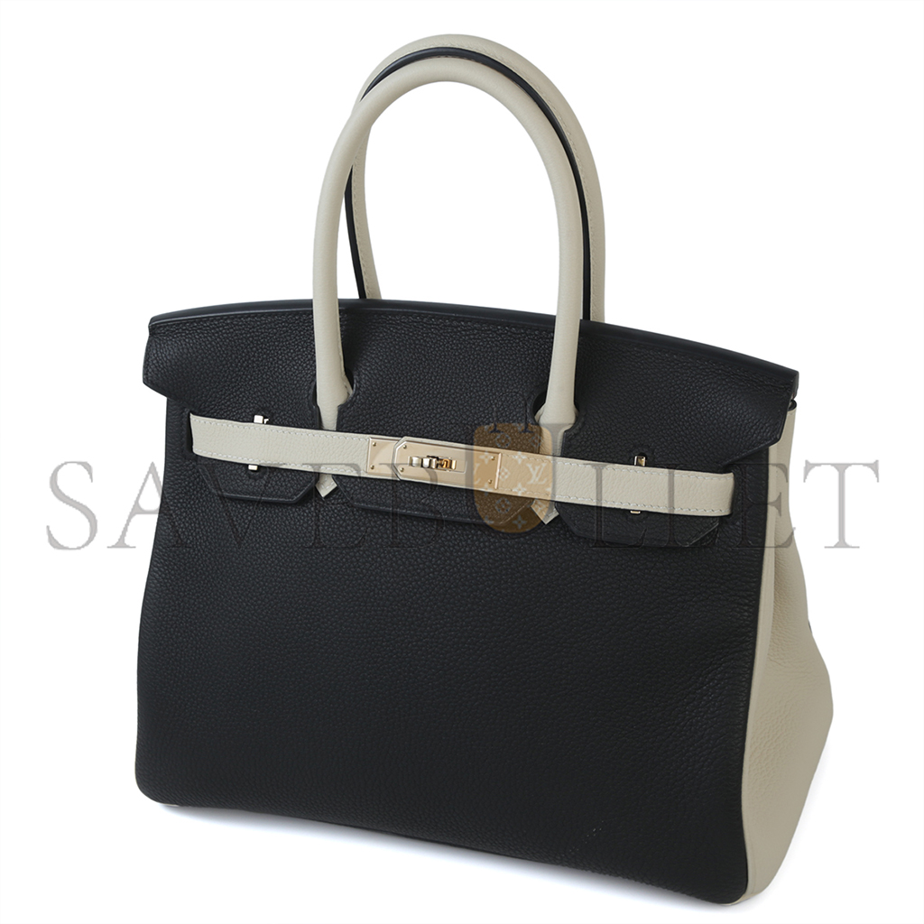 HERMES BIRKIN 25 BLACK AND WHITE CLEMENCE BAG 4212717702 (25*20*13cm)