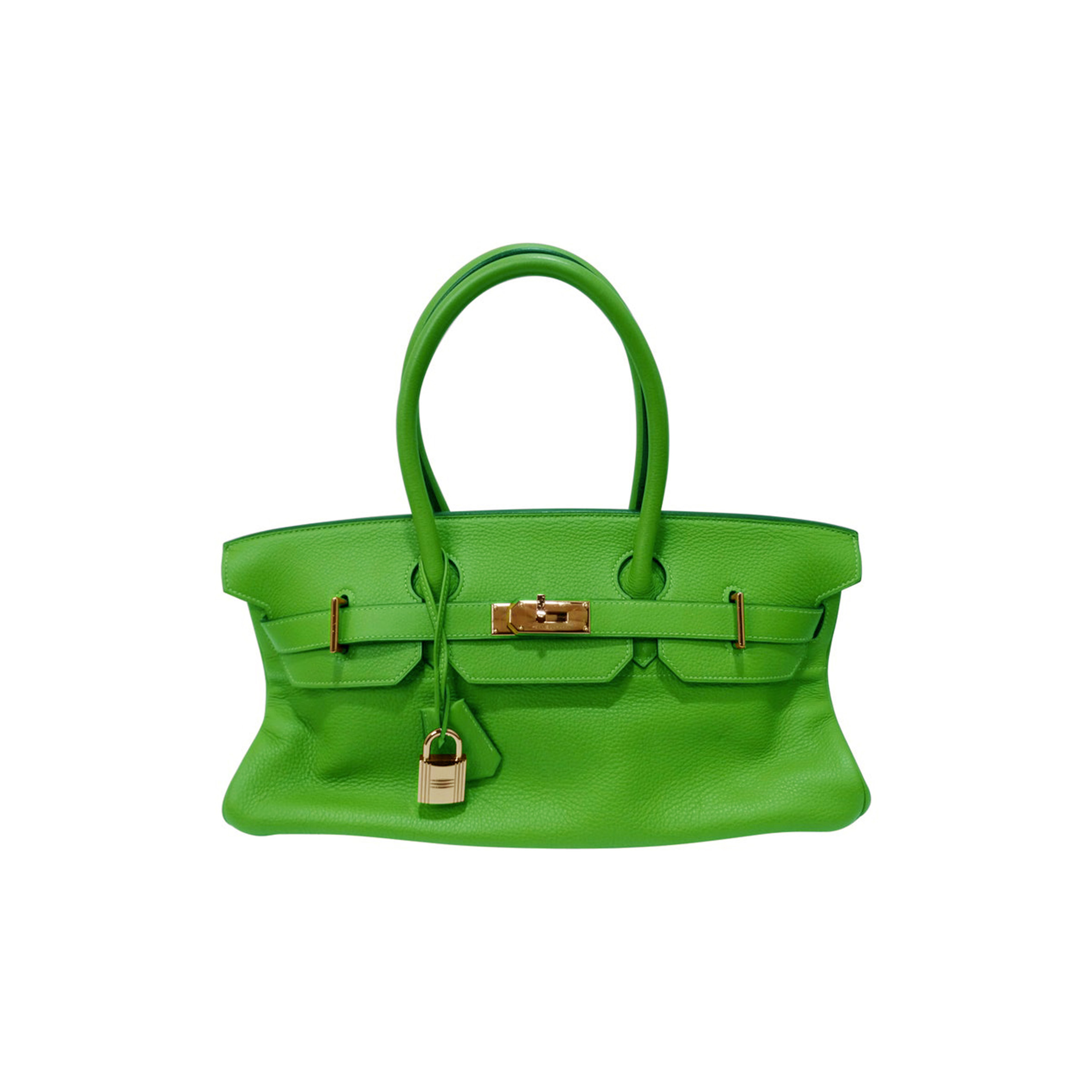 HERMES SHOULDER BIRKIN 42 TOGO LEATHER BAMBOO GREEN GOLD BUCKLE BAG 78603232 (42*21*16cm)