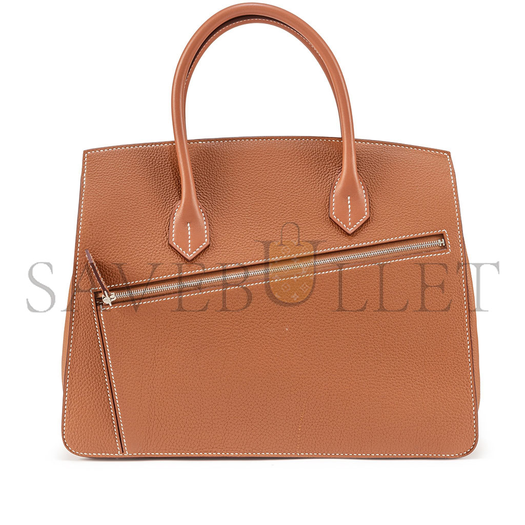 HERMES MASTER BIRKIN 30 GOLDEN BROWN SILVER BUCKLE BAG 6925410968 (30*22*15cm)