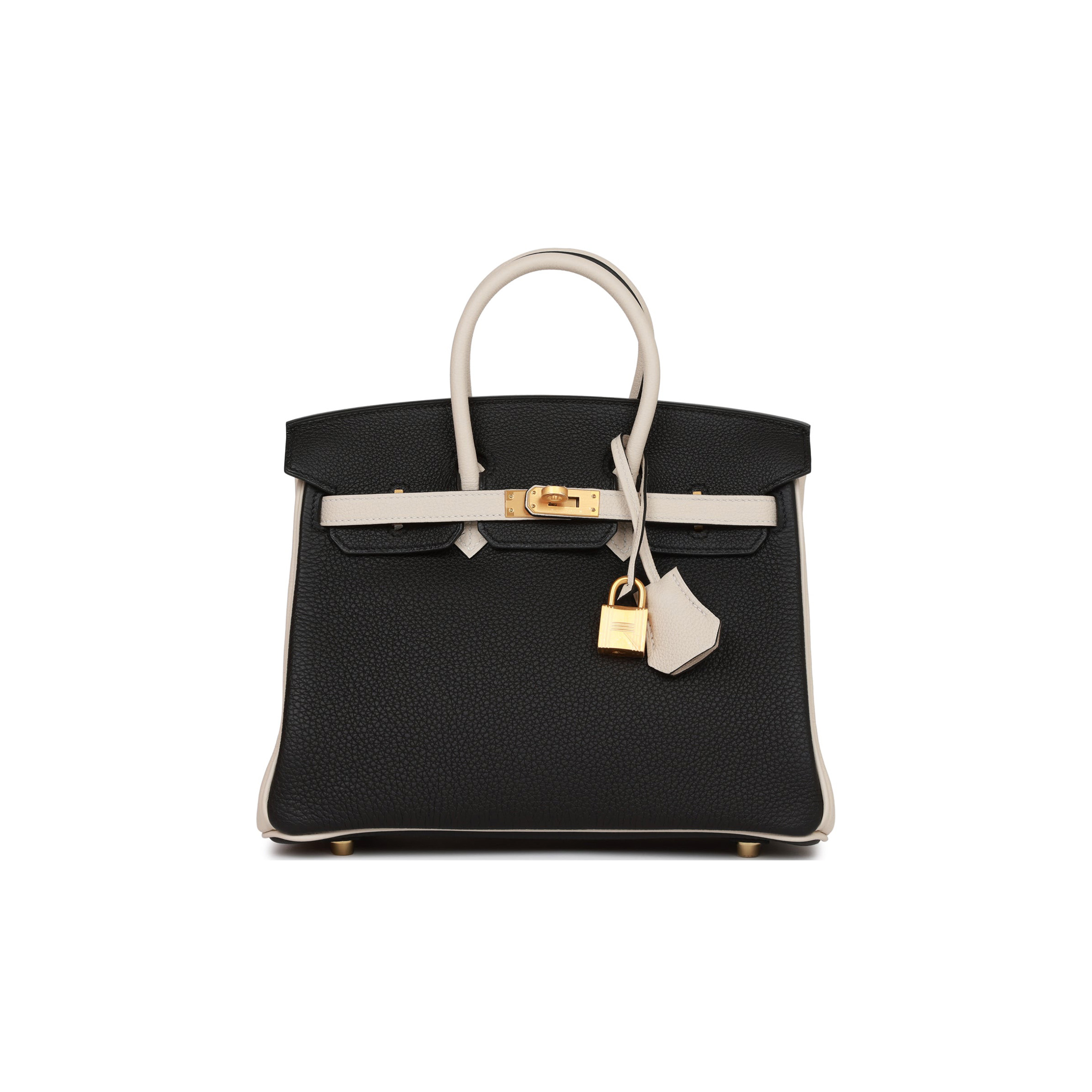 HERMÈS MASTER BIRKIN 25 TOGO LEATHER BLACK AND WHITE PANDA COLOR MATCHING GOLD BUCKLE BAG 4212717702 (25*20*13cm)