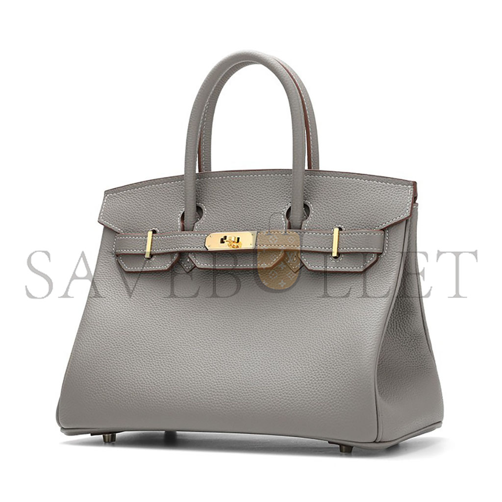 HERMES BIRKIN 30 TOGO LEATHER CUMULONIMBUS GRAY GOLD BUCKLE BAG 25062355 (30*20*13cm)