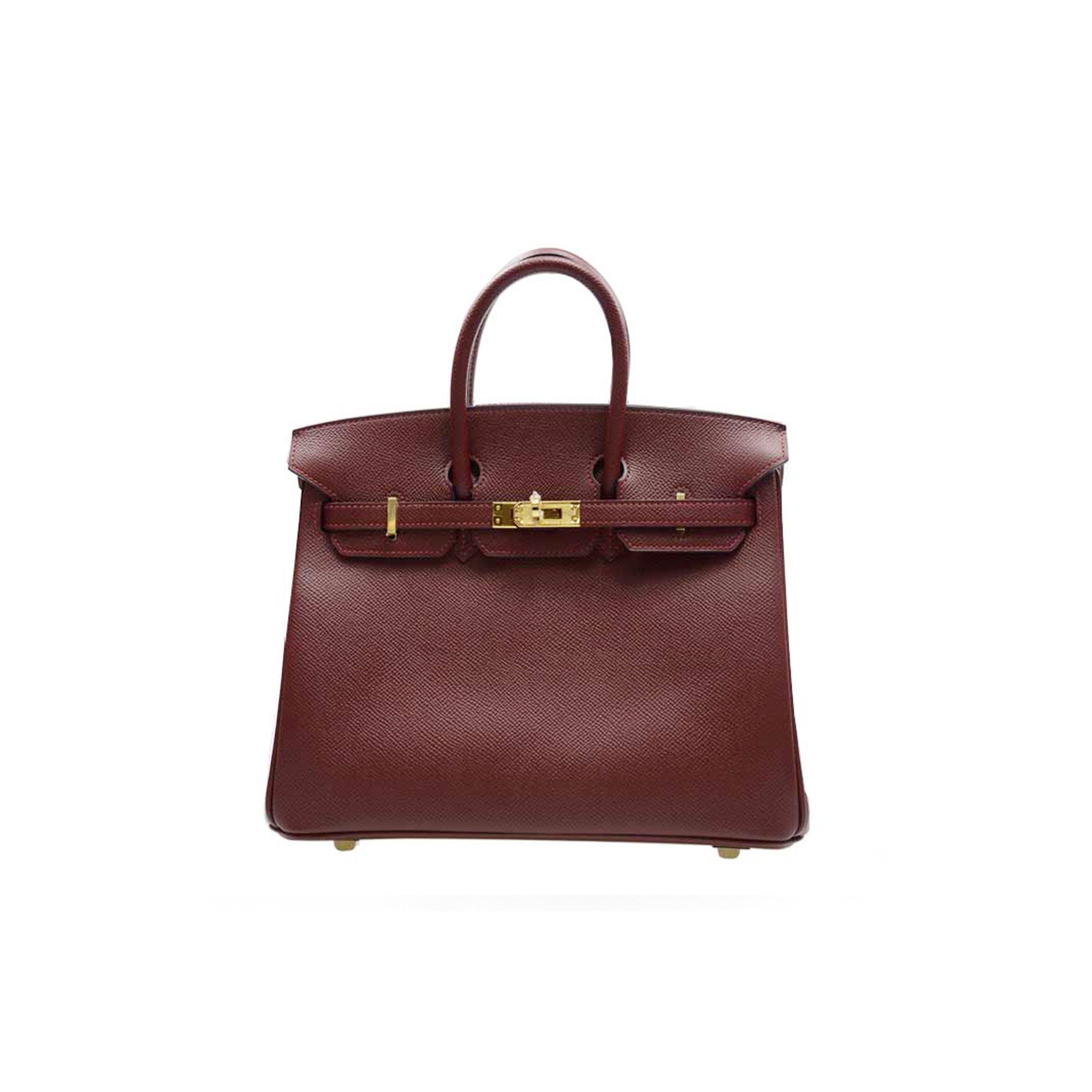 HERMES MASTER BIRKIN 25 TOGO LEATHER BURGUNDY GOLD BUCKLE BAG BK2555EPGP (25*20*13cm)