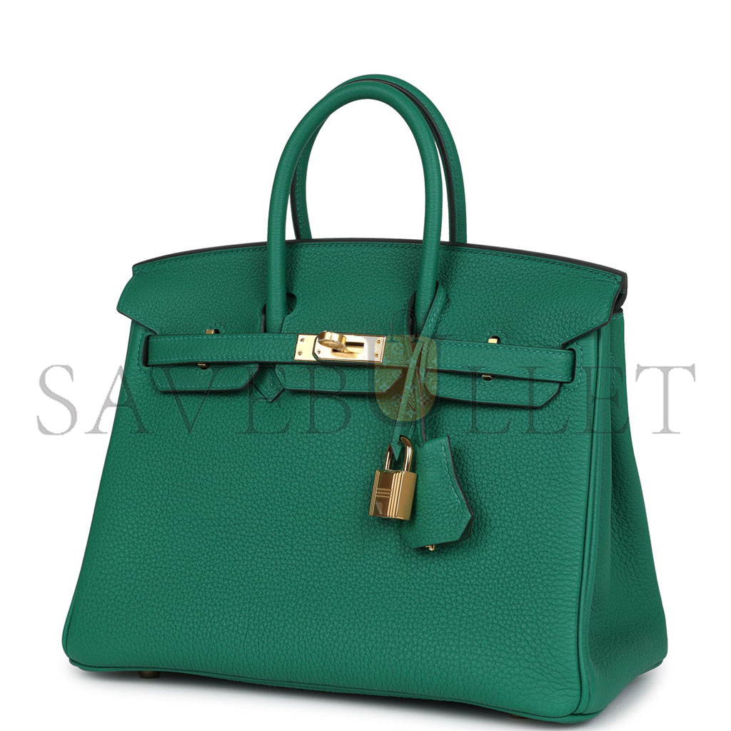 HERMÈS MASTER BIRKIN 25 TOGO LEATHER VELVET GREEN GOLD BUCKLE BAG BK30U4EPSS (25*20*13cm)