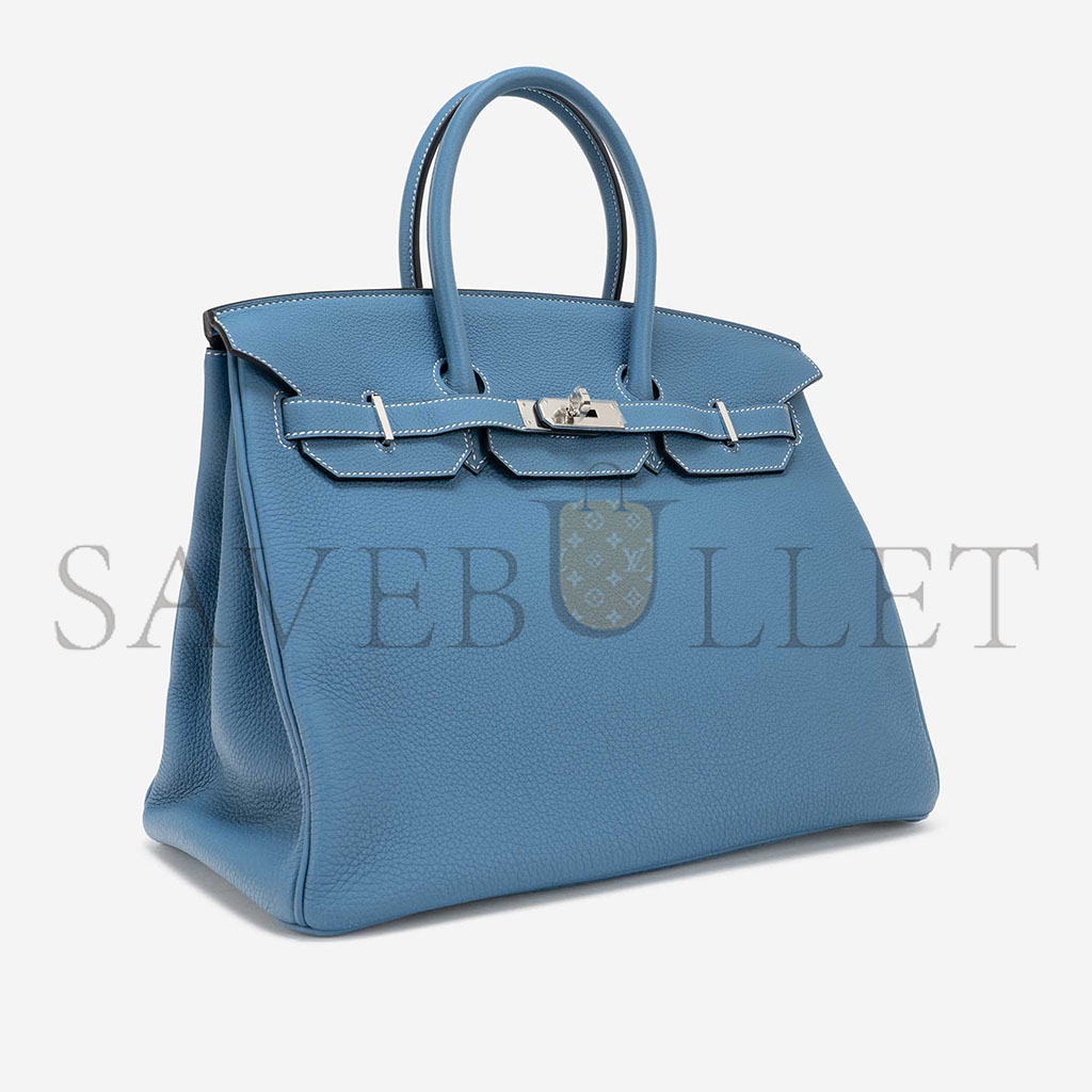 HERMÈS MASTER BIRKIN 35 TOGO BLUE JEAN SILVER BUCKLE BAG H028369CK75 (35*25*19cm)