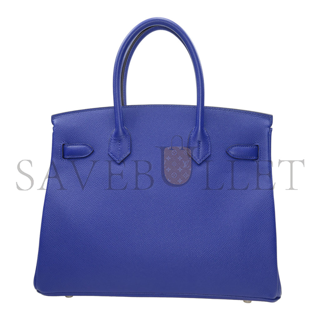 HERMES MASTER BIRKIN 30 TOGO LEATHER ROYAL BLUE LINING ROSE RED SILVER BUCKLE BK307TEPSS (30*23*15cm)