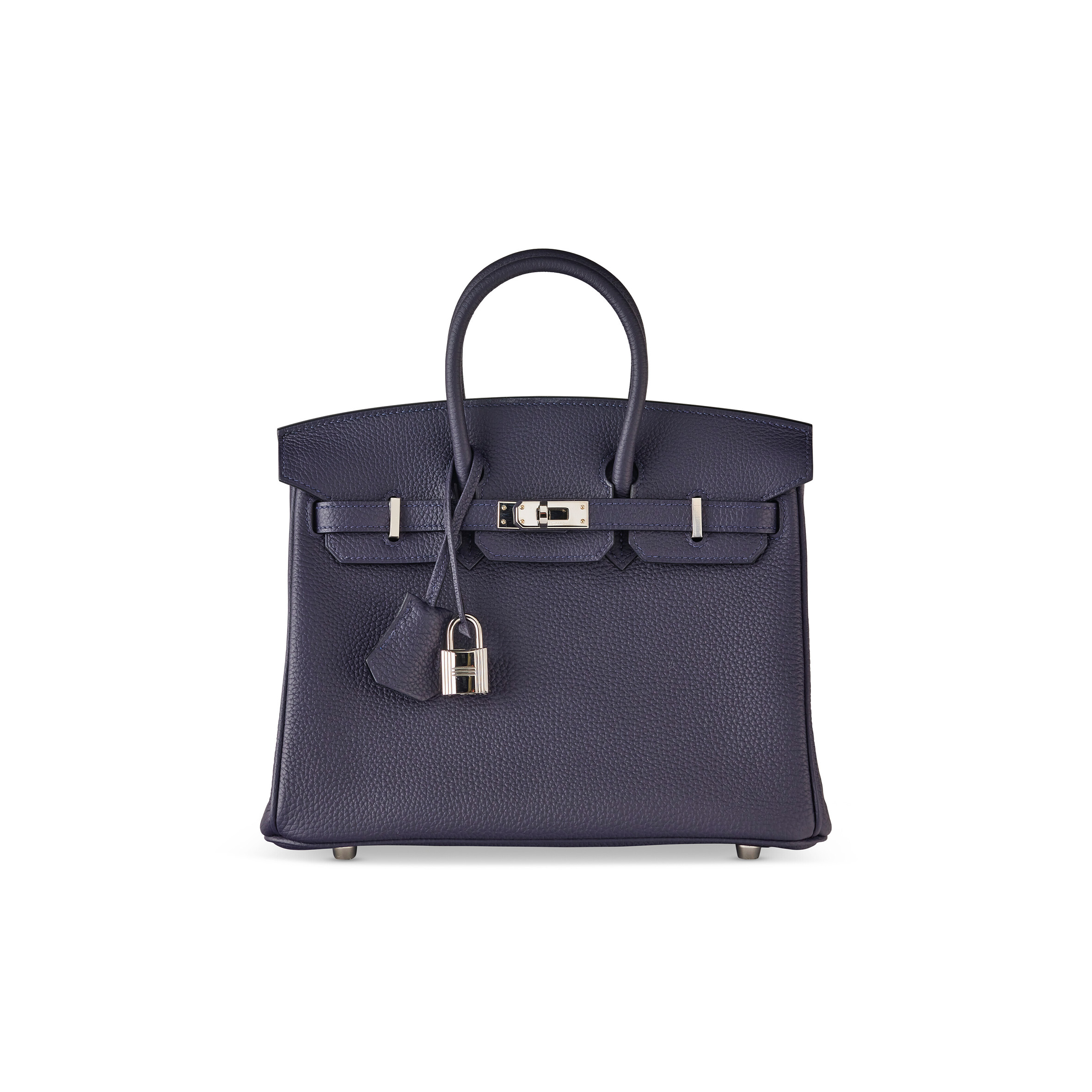 HERMES MASTER BIRKIN 30 TOGO LEATHER MIDNIGHT BLUE POPPY ORANGE SILVER BUCKLE BAG 454074 (30*23*15cm)