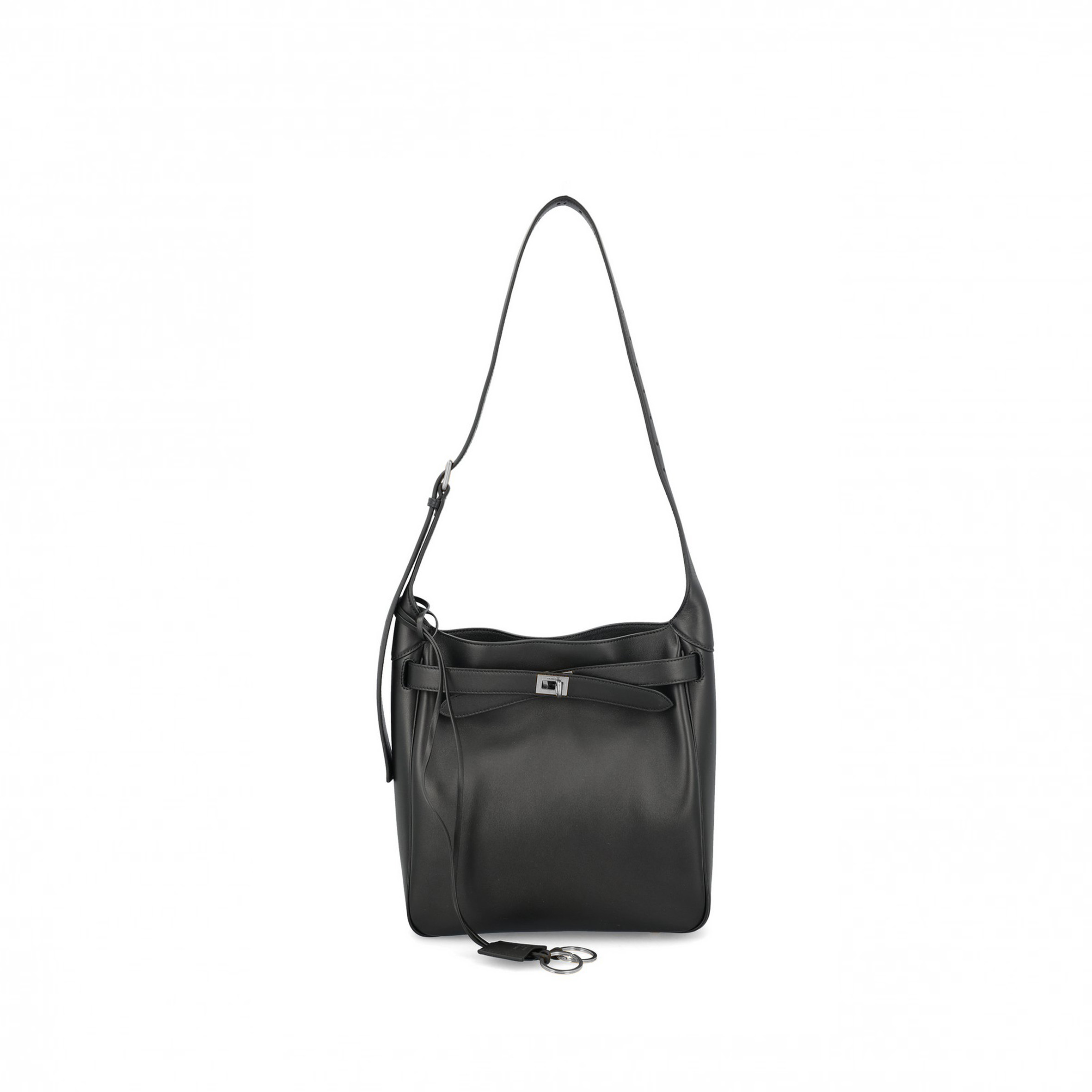 BALENCIAGA BEL AIR SMALL HOBO BAG BLACK SMOOTH CALFSKIN 8110182ABAV1000 (26.9*25.9*9.9cm)