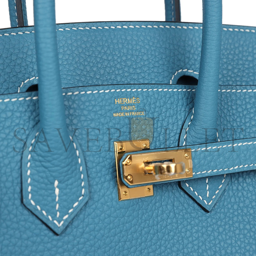 HERMÈS BIRKIN 25 BLUE JEAN TOGO GOLD HARDWARE 265379 (25*20*13cm)