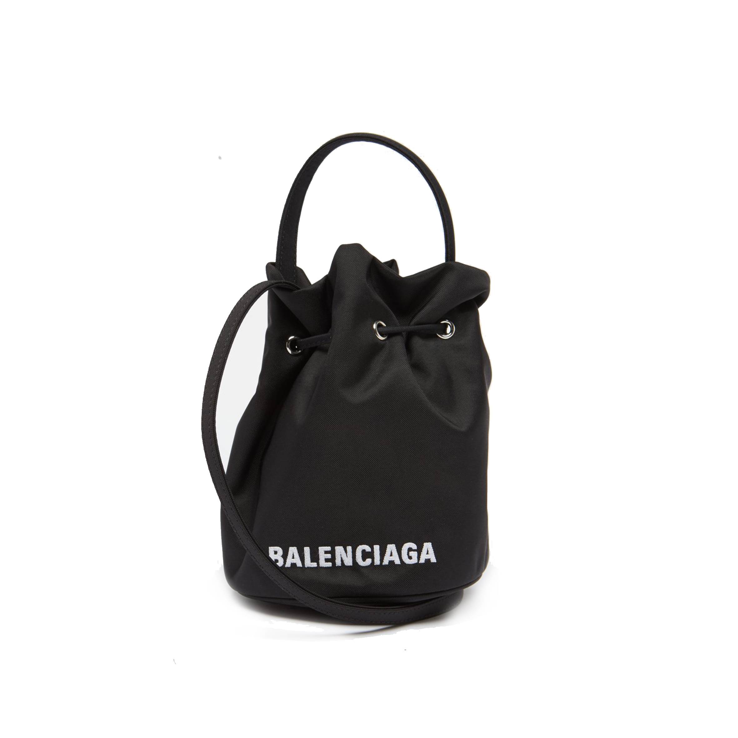 BALENCIAGA BLACK WHEEL XS CANVAS BUCKET BAG MATCHESFASHION US (19*14.2*14.2cm)