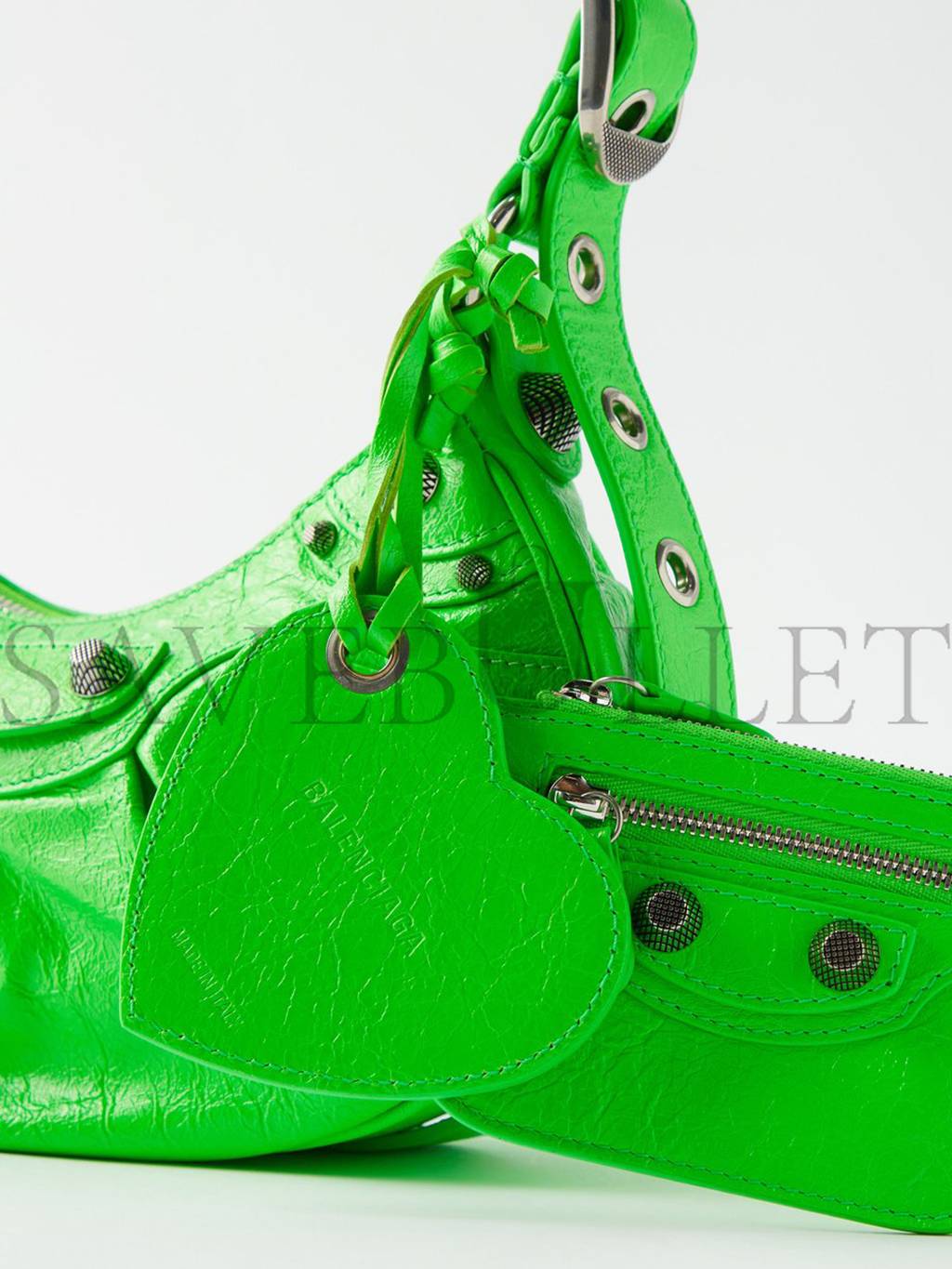 BALENCIAGA GREEN LE CAGOLE XS LEATHER SHOULDER BAG MATCHESFASHION US (25.6*11.4*7.3cm)