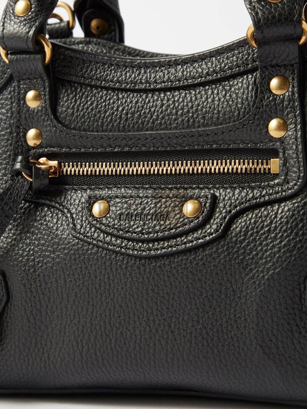 BALENCIAGA BLACK NEO CLASSIC MINI STUDDED LEATHER BAG MATCHESFASHION US (38.1*28*14cm)