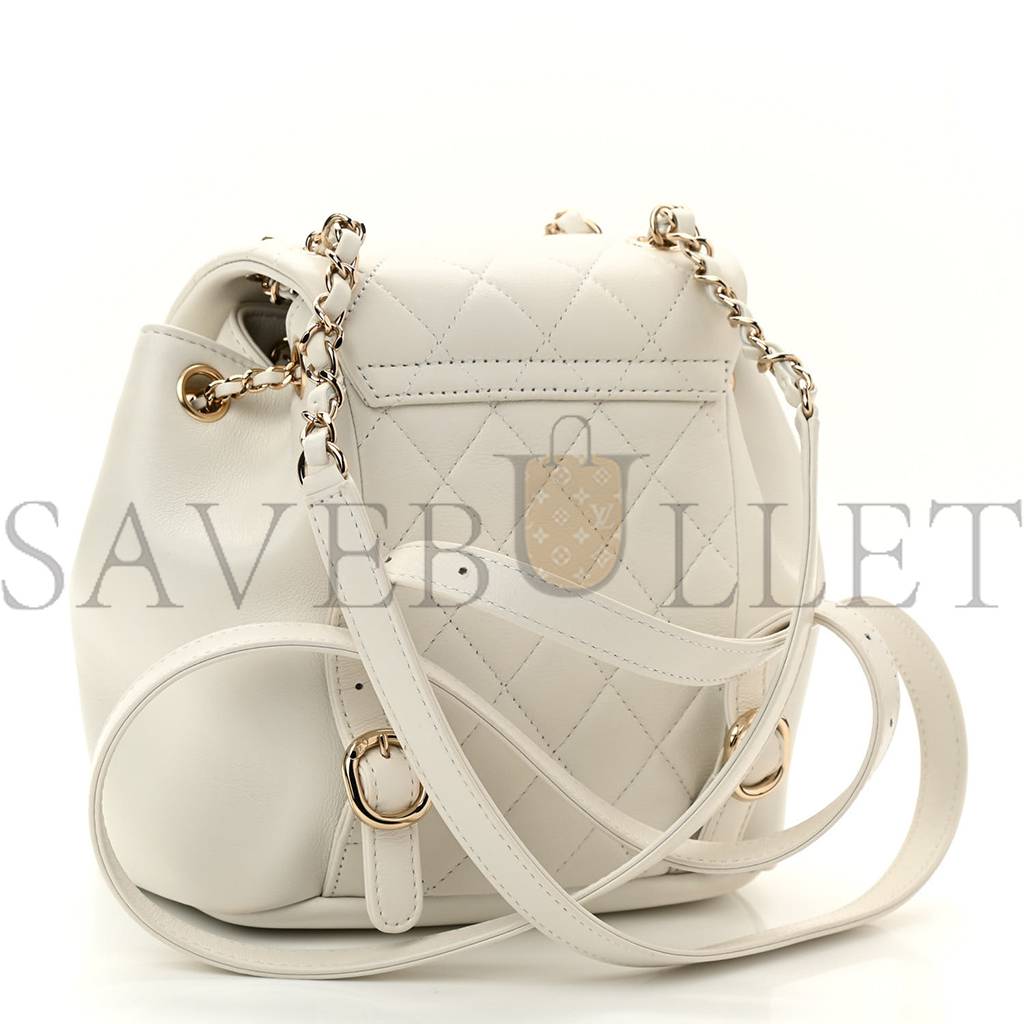 CHANEL LAMBSKIN QUILTED SMALL DUMA DRAWSTRING BACKPACK WHITE (19*17*12cm)