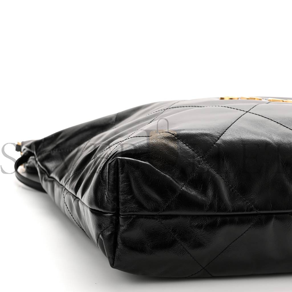 CHANEL SHINY CALFSKIN QUILTED CHANEL 22 BLACK (37*35*7cm)