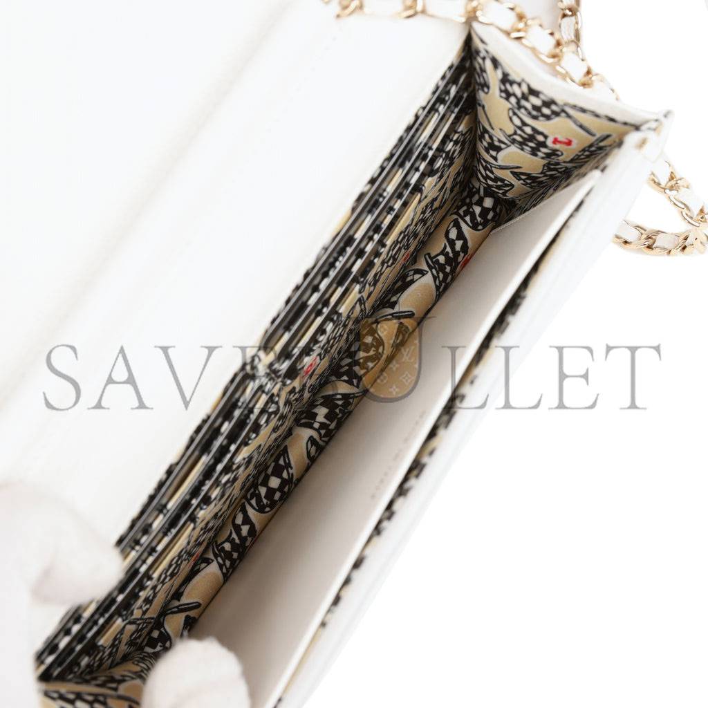 CHANEL WALLET ON CHAIN WOC WHITE CAVIAR LIGHT GOLD HARDWARE (19*12*4cm)