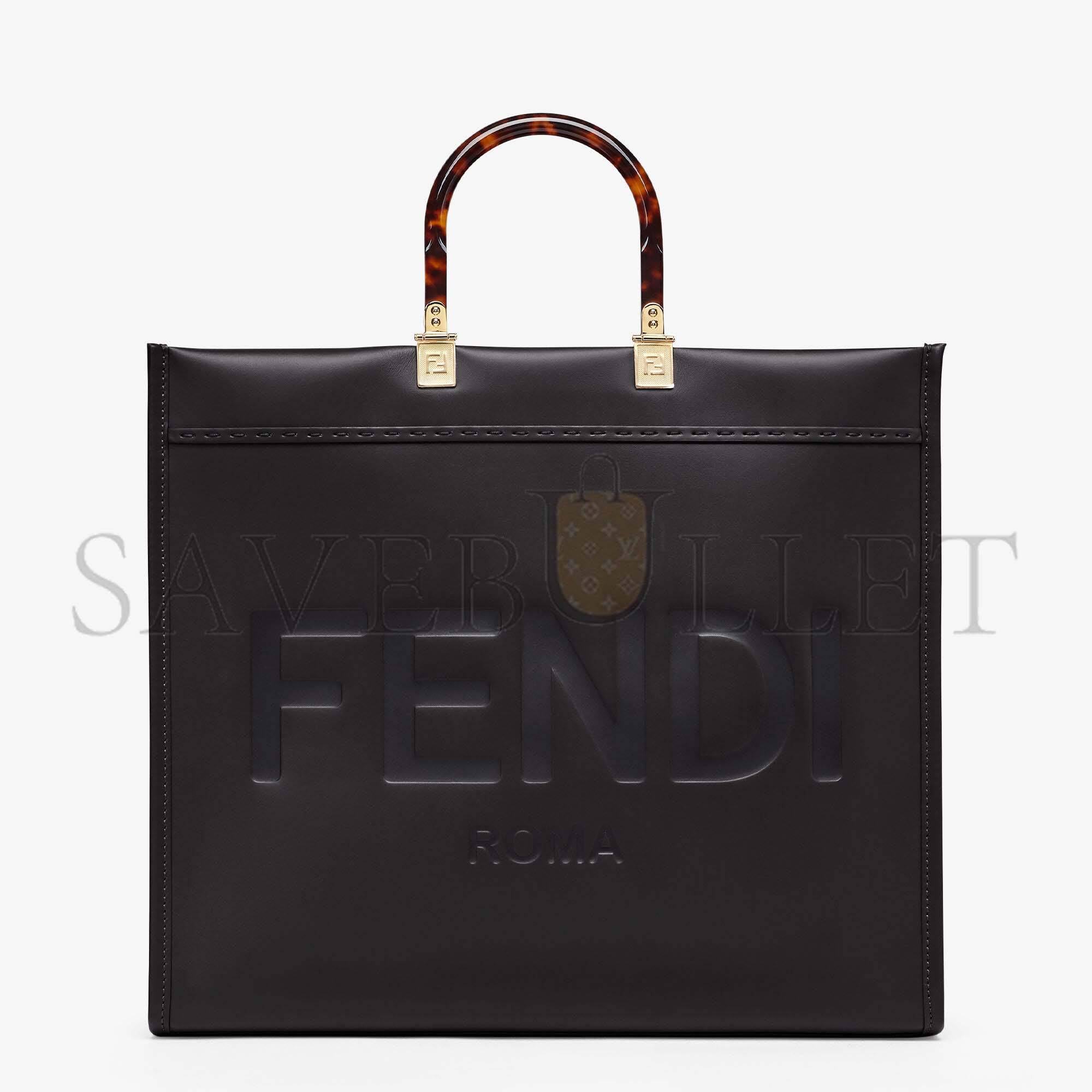 FENDI LARGE FENDI SUNSHINE - BLACK LEATHER SHOPPER 8BH372ABVLF0KUR (40.5*35*21.5cm)