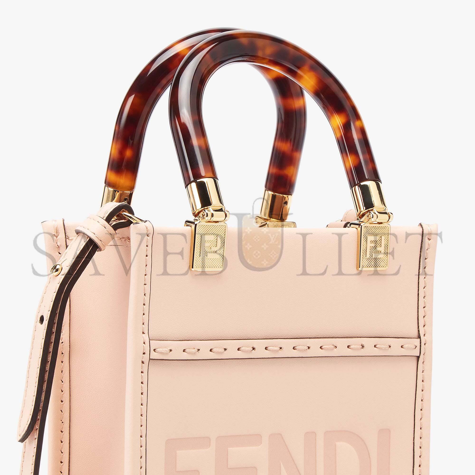 FENDI MINI SUNSHINE SHOPPER - PALE PINK LEATHER MINI BAG 8BS051ABVLF1HDG (18*13*6.5cm)