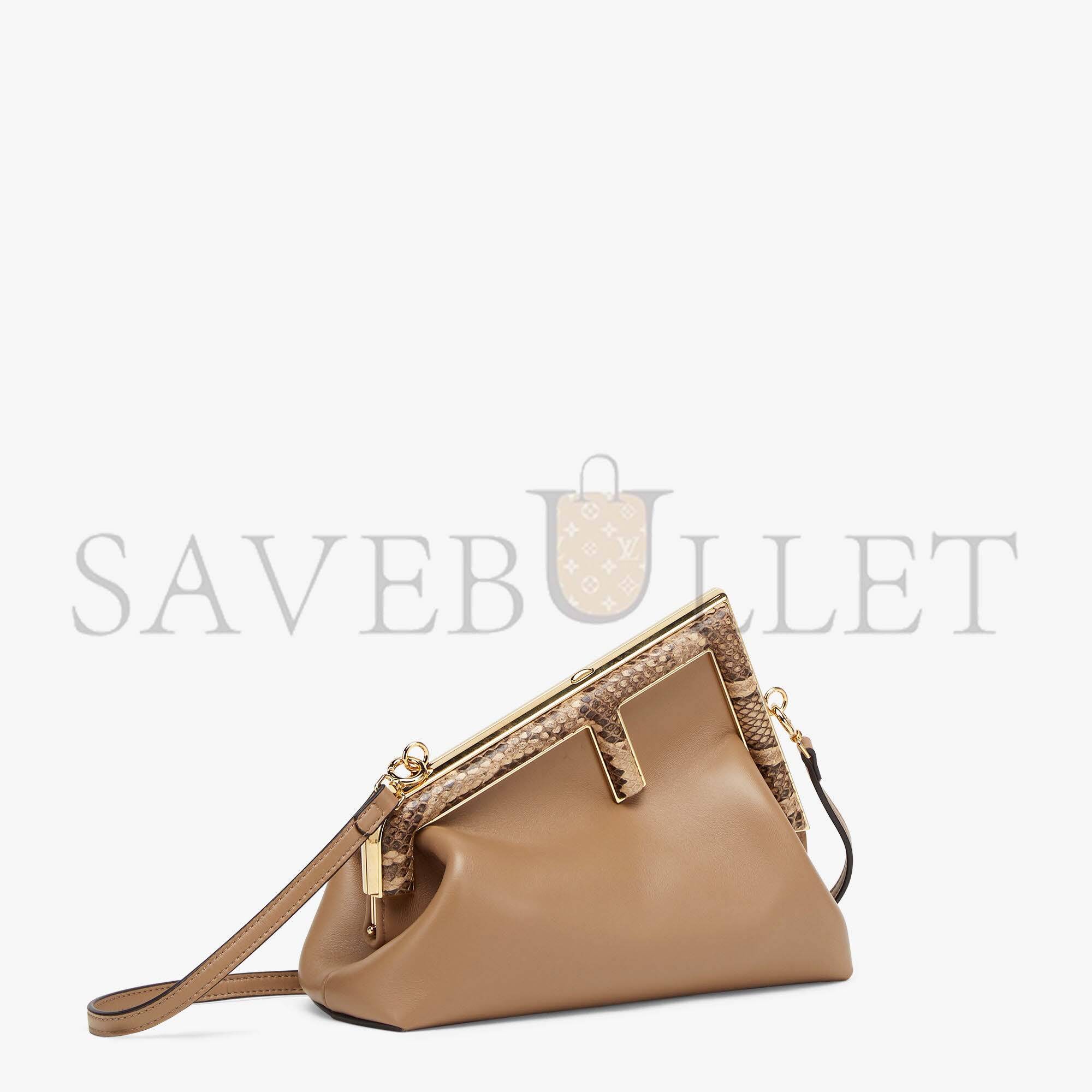 FENDI FIRST SMALL - BEIGE LEATHER BAG WITH EXOTIC DETAILS 8BP129AGWRF1GEM (26*18*9.5cm)