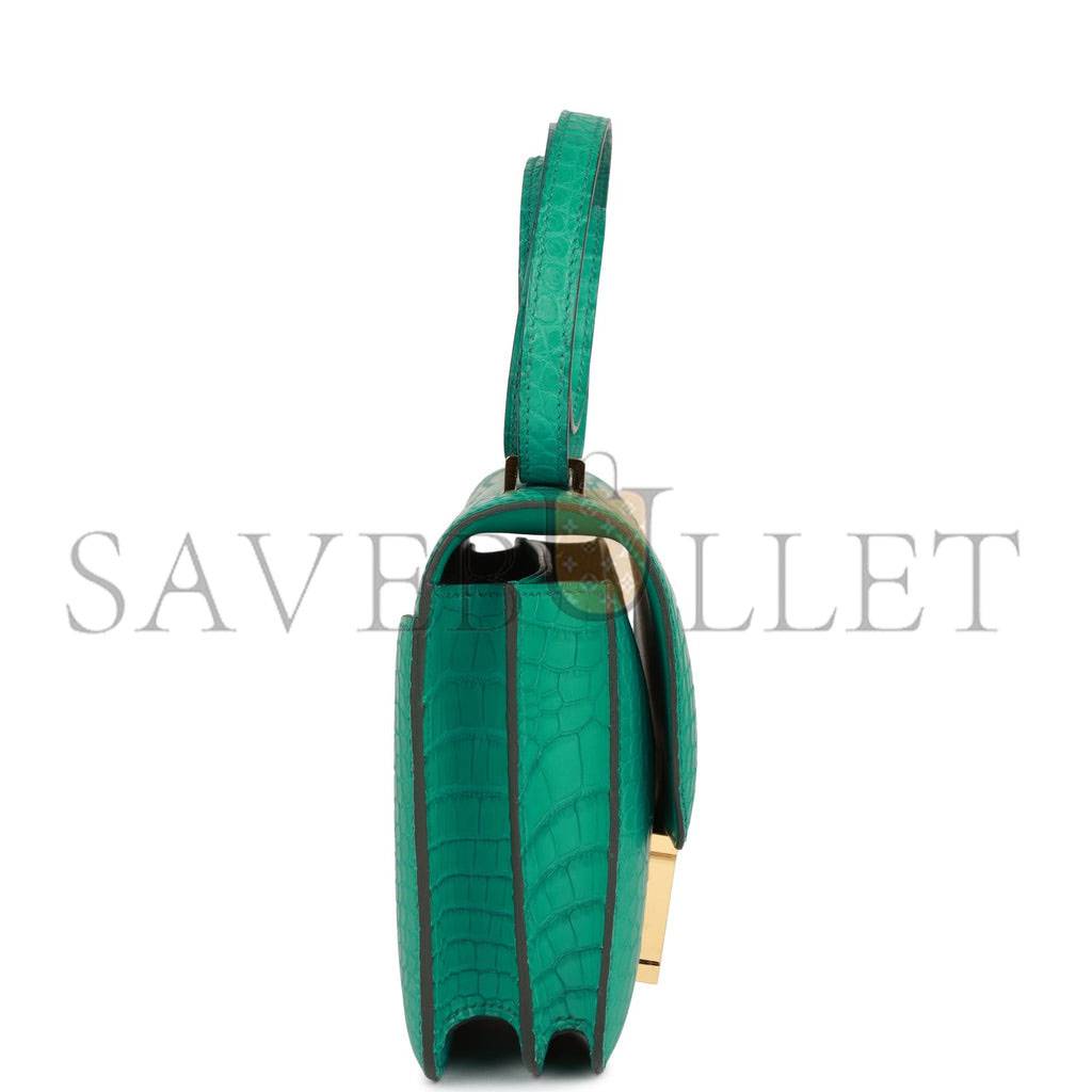 HERMES CONSTANCE 18 VERT JADE MATTE ALLIGATOR GOLD HARDWARE 39821013450846 (18cm)