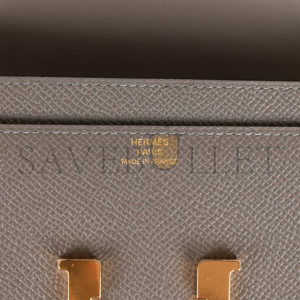 HERMES CONSTANCE WALLET TO GO GRIS MEYER EPSOM GOLD HARDWARE (20.5 x 13 x 2cm)