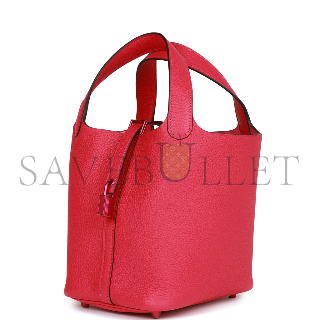 HERMES MONOCHROME PICOTIN 18 ROSE MEXICO CLEMENCE PINK HARDWARE  (18*12*19cm)