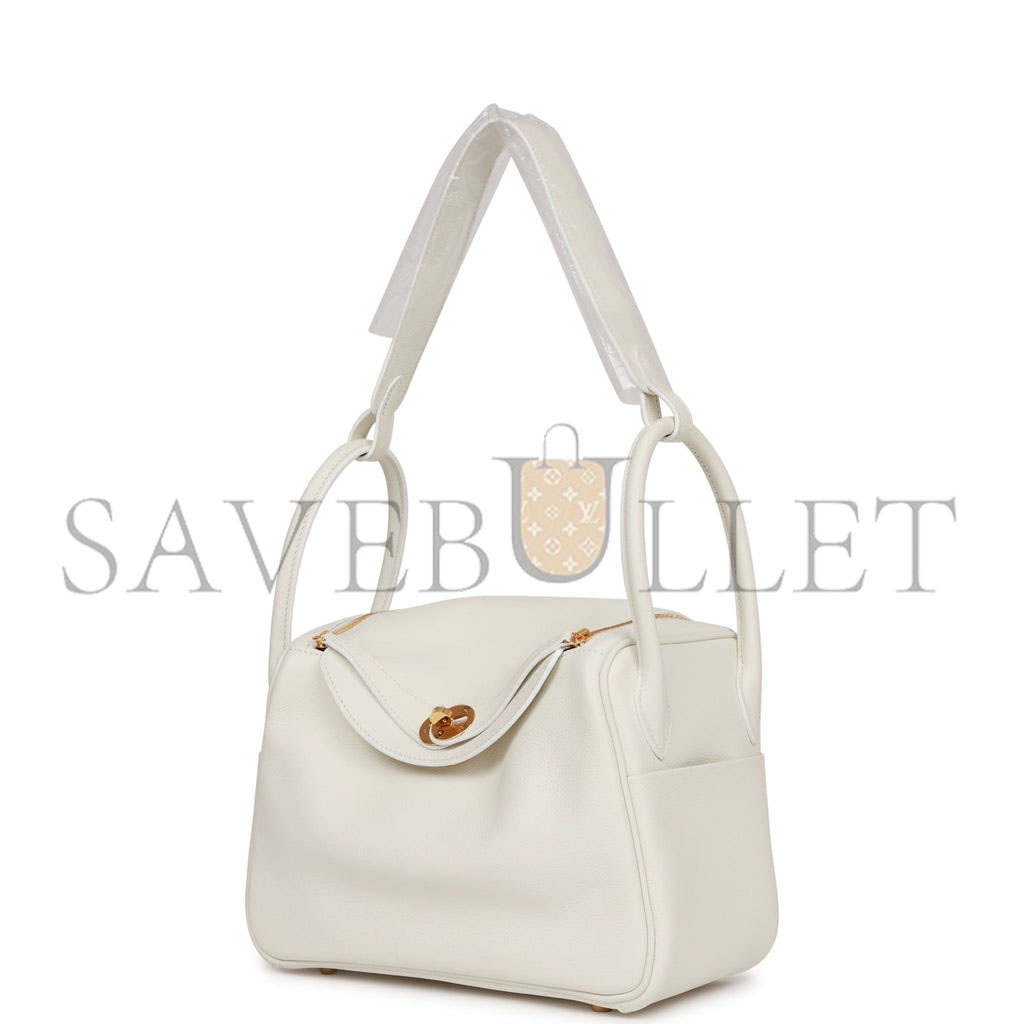 HERMES LINDY 26 WHITE EVERCOLOR GOLD HARDWARE (26*18*12cm)