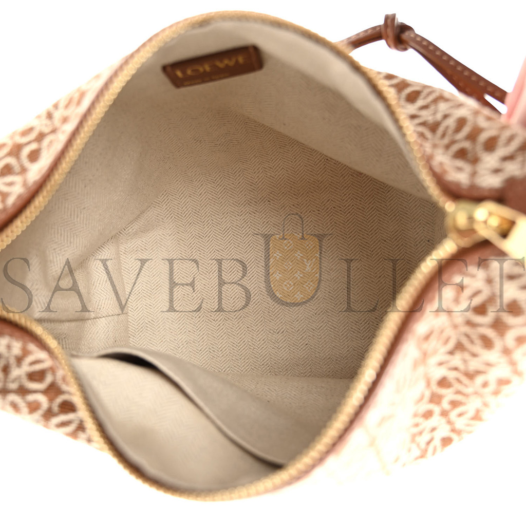 LOEWE JACQUARD ANAGRAM CALFSKIN SMALL CUBI BAG TAN PECAN (20*18*13cm)