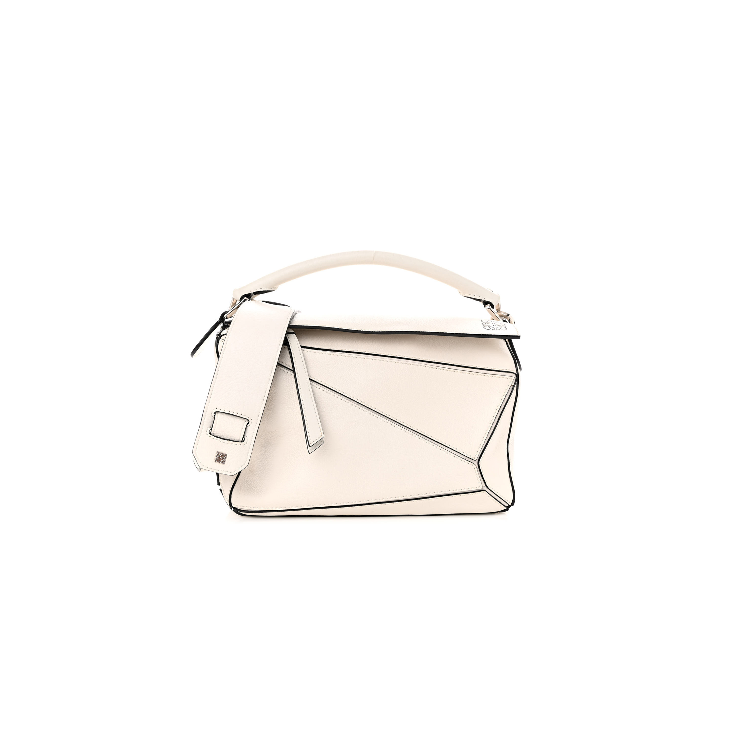 LOEWE GRAINED CALFSKIN SMALL PUZZLE BAG WHITE (24*16.5*10.5cm)