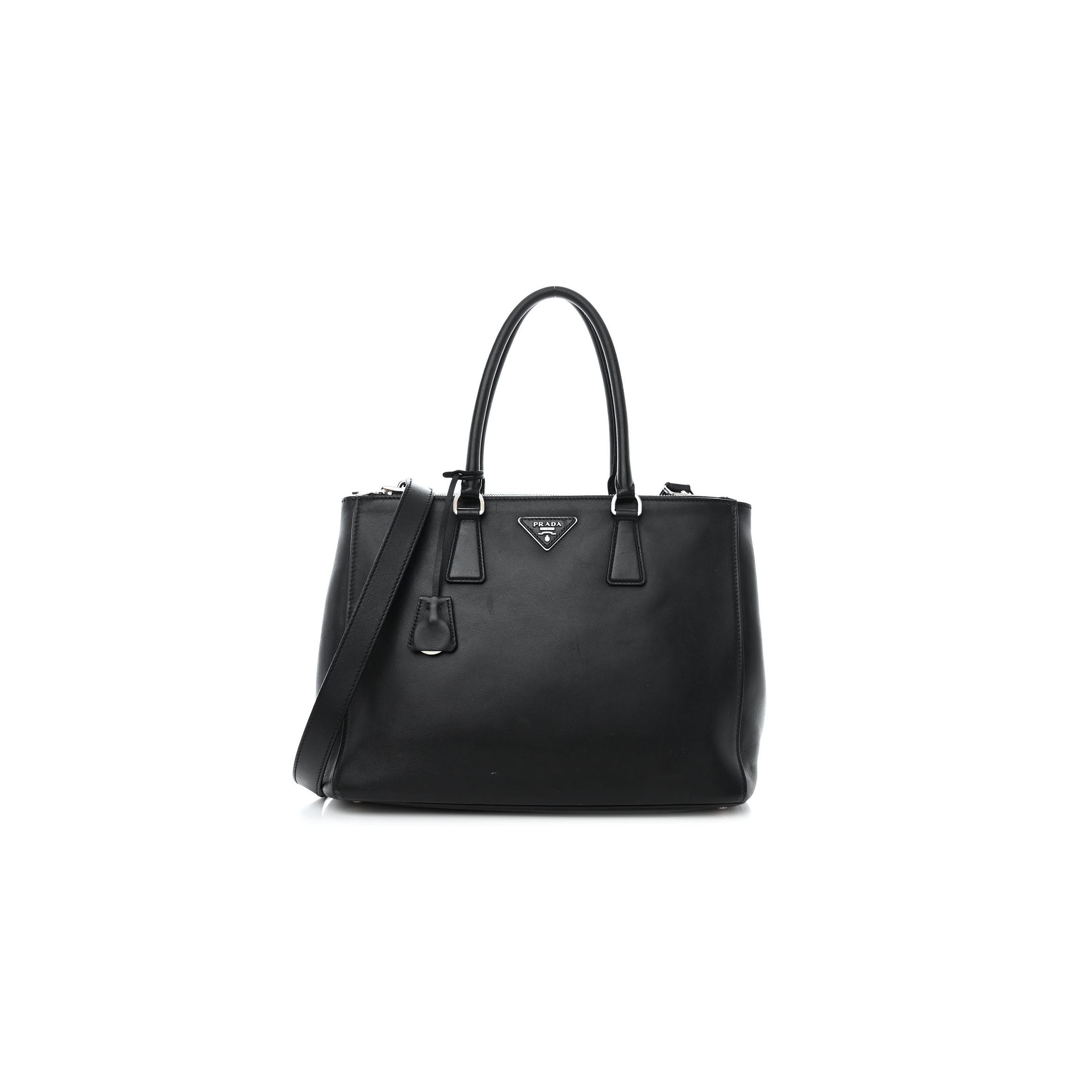 PRADA SOFT CALFSKIN GALLERIA DOUBLE ZIP TOTE BLACK (34*25*15cm)