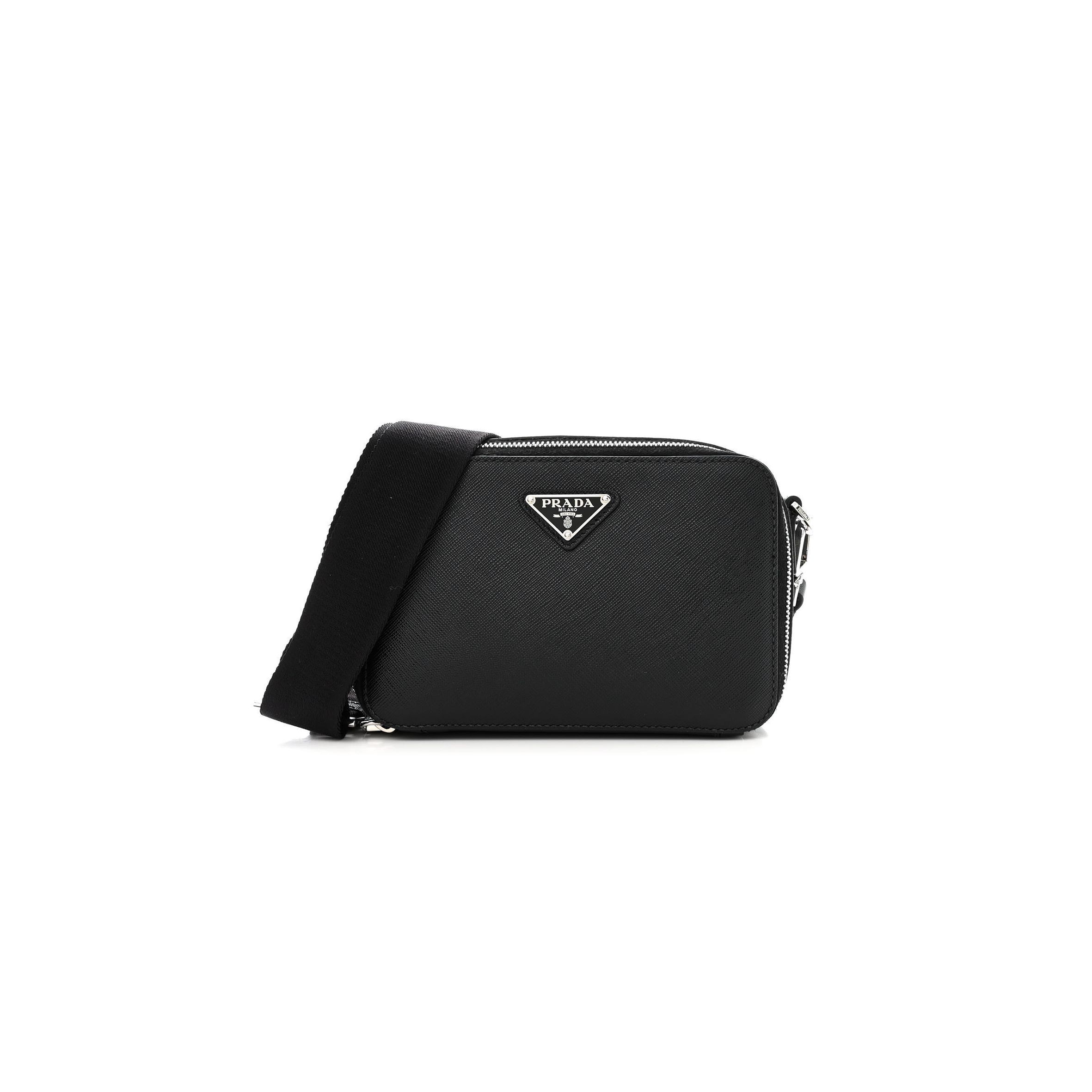 PRADA SAFFIANO TRAVEL MENS BRIQUE CROSSBODY BAG BLACK (19*13*6cm)