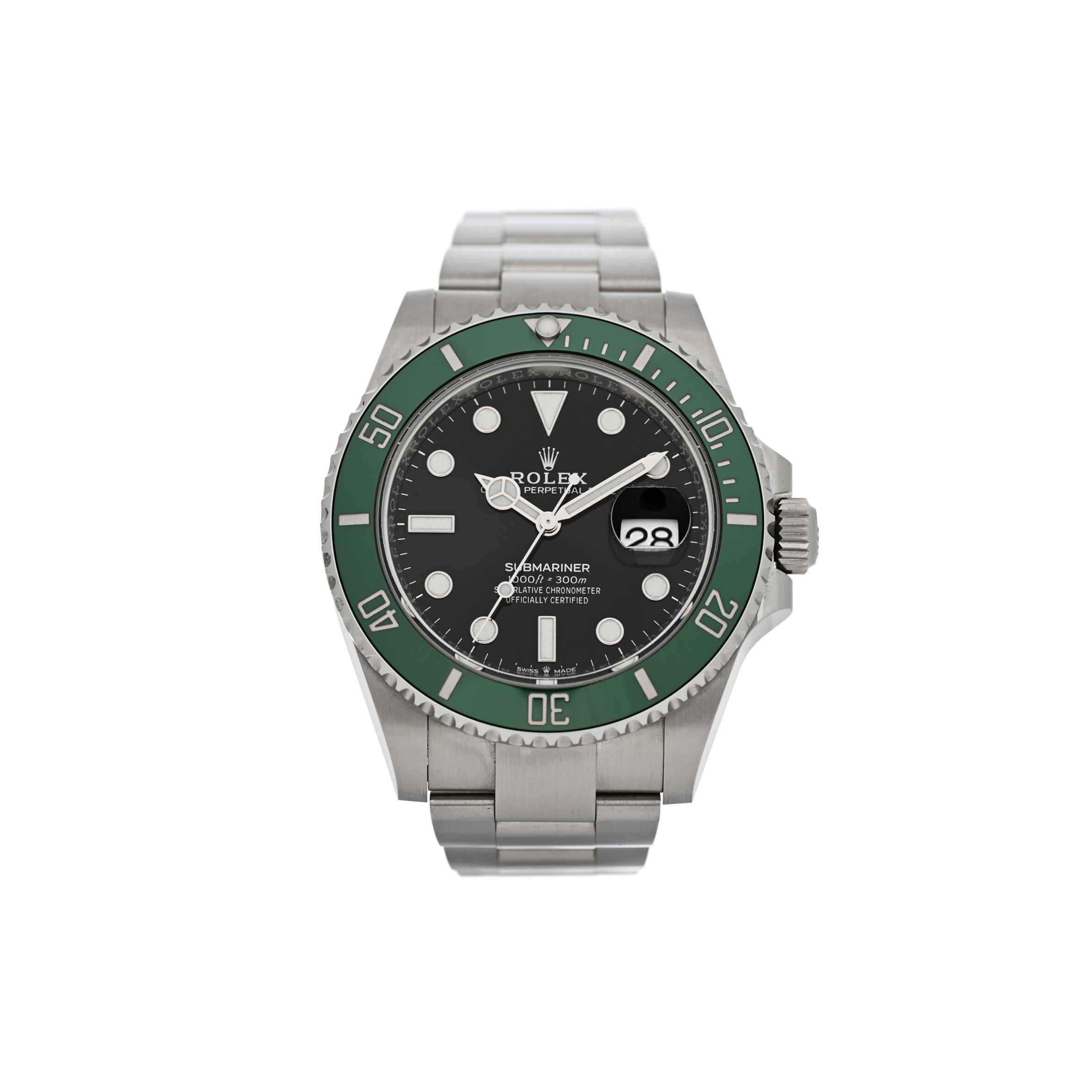 ROLEX STAINLESS STEEL 41MM OYSTER PERPETUAL SUBMARINER DATE &QUOT;KERMIT&QUOT; WATCH BLACK 126610LV