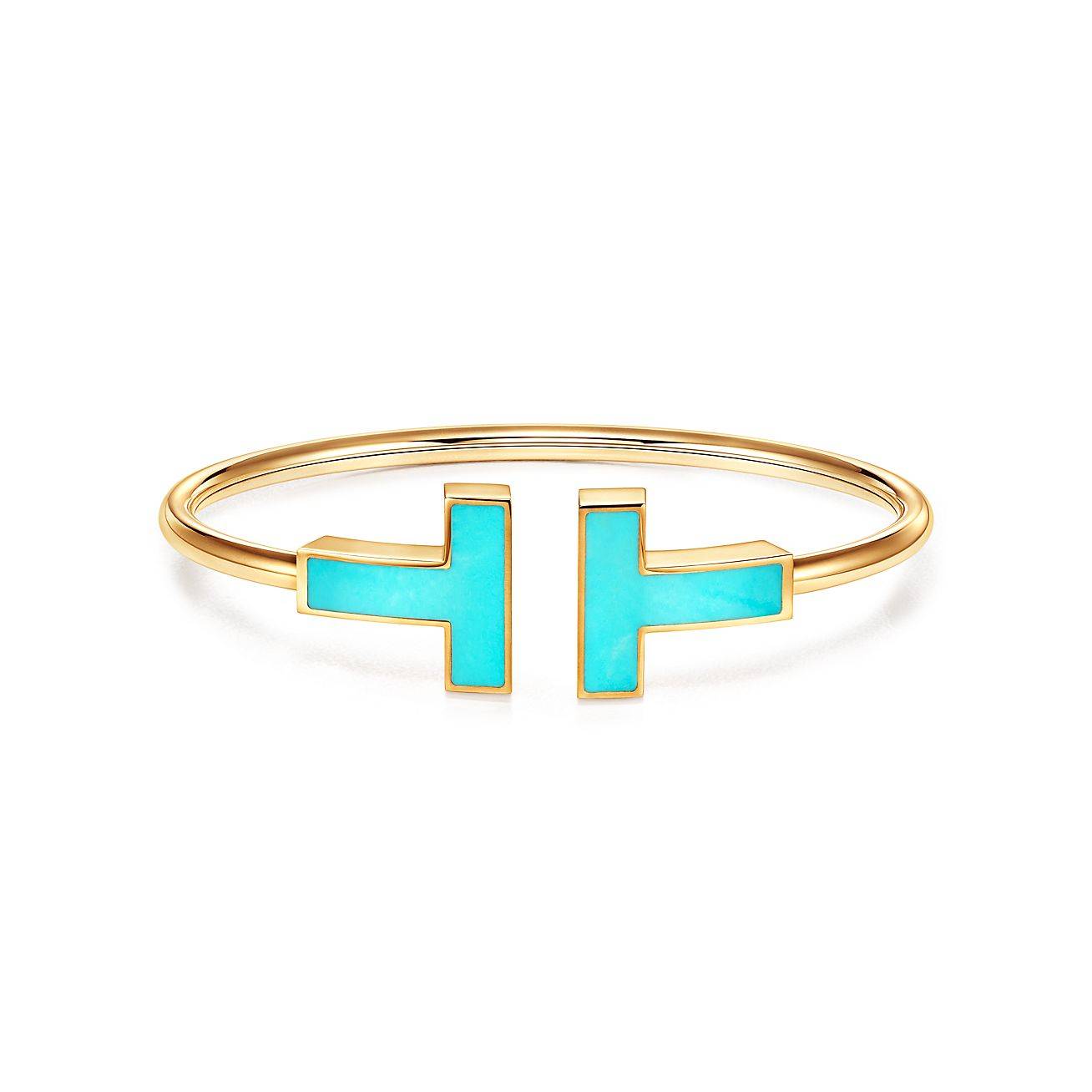 TIFFANY T WIDE TURQUOISE WIRE BRACELET IN 18K GOLD