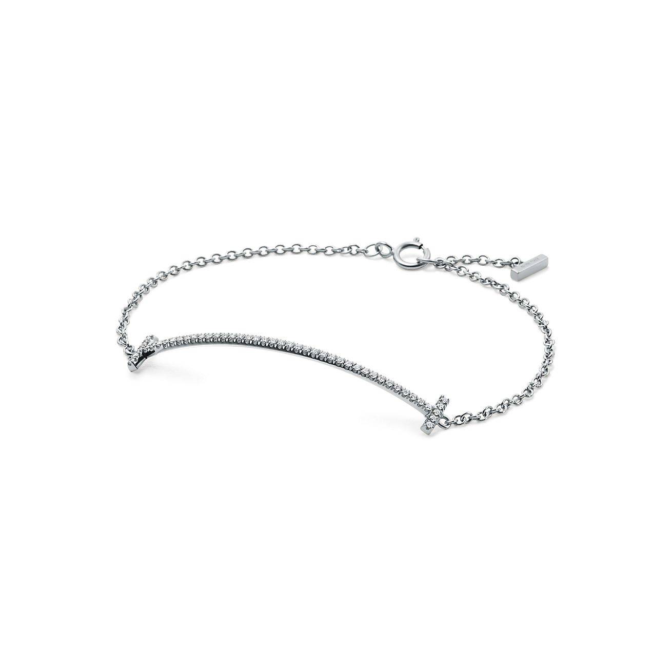 TIFFANY T SMILE BRACELET IN WHITE GOLD WITH DIAMONDS