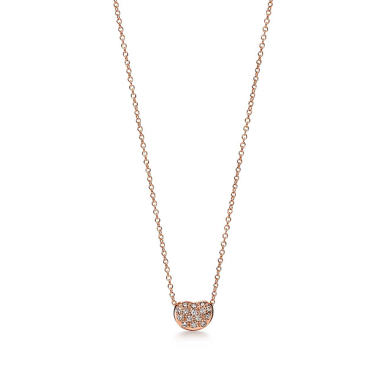 TIFFANY ELSA PERETTI® BEAN® DESIGN PENDANT IN ROSE GOLD WITH PAVÉ DIAMONDS, 6.5 MM