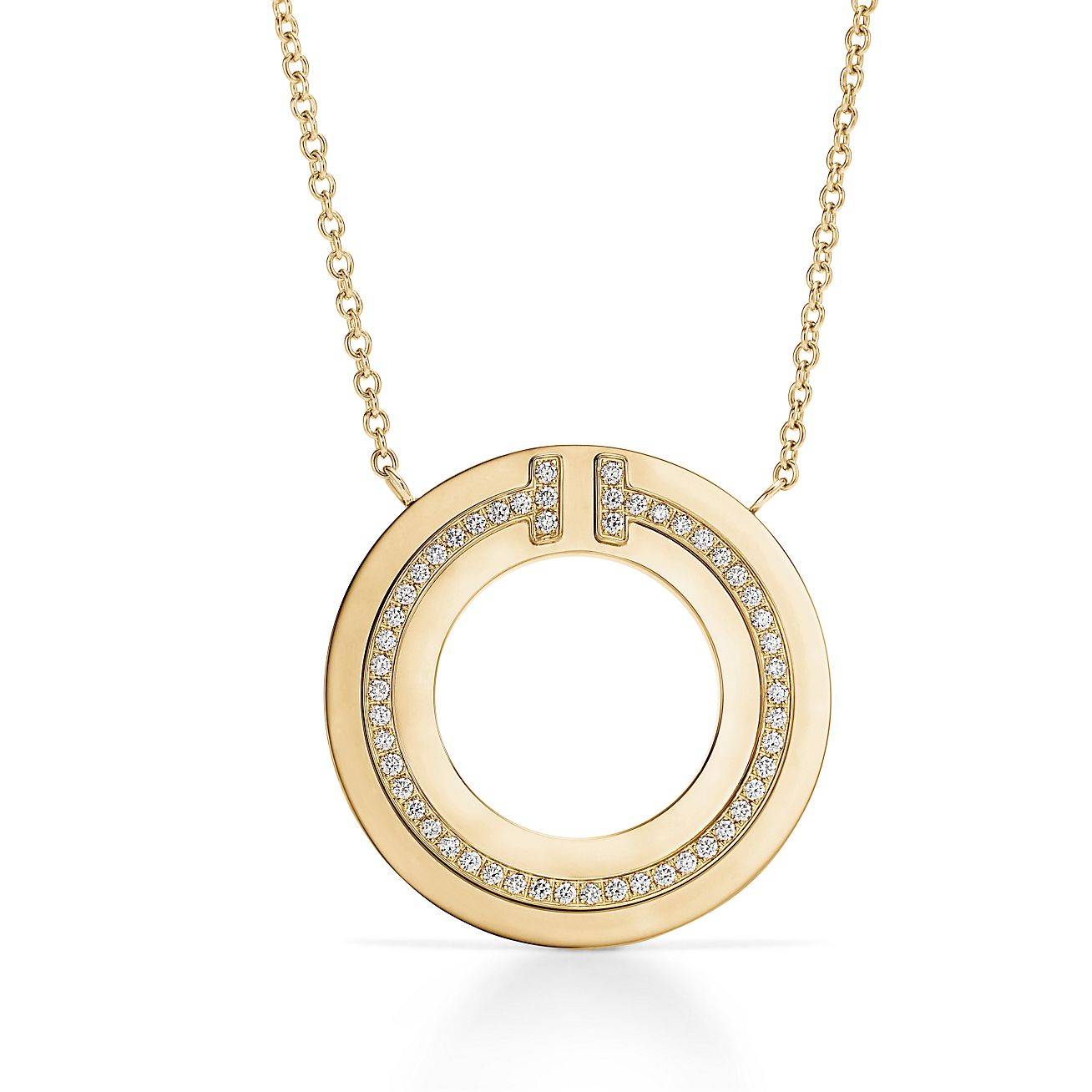 Tiffany T Diamond Circle Pendant in 18k Rose Gold