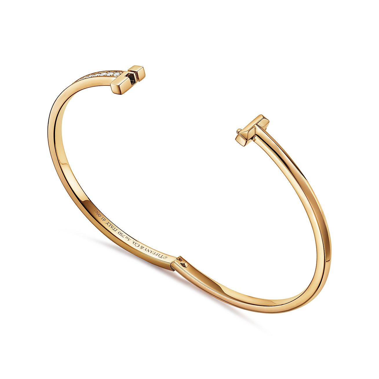 TIFFANY T T1 NARROW DIAMOND HINGED BANGLE IN 18K GOLD