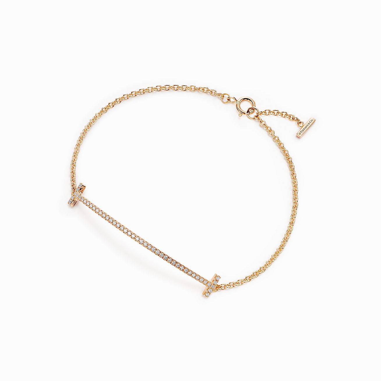 TIFFANY T SMILE BRACELET IN YELLOW GOLD WITH DIAMONDS